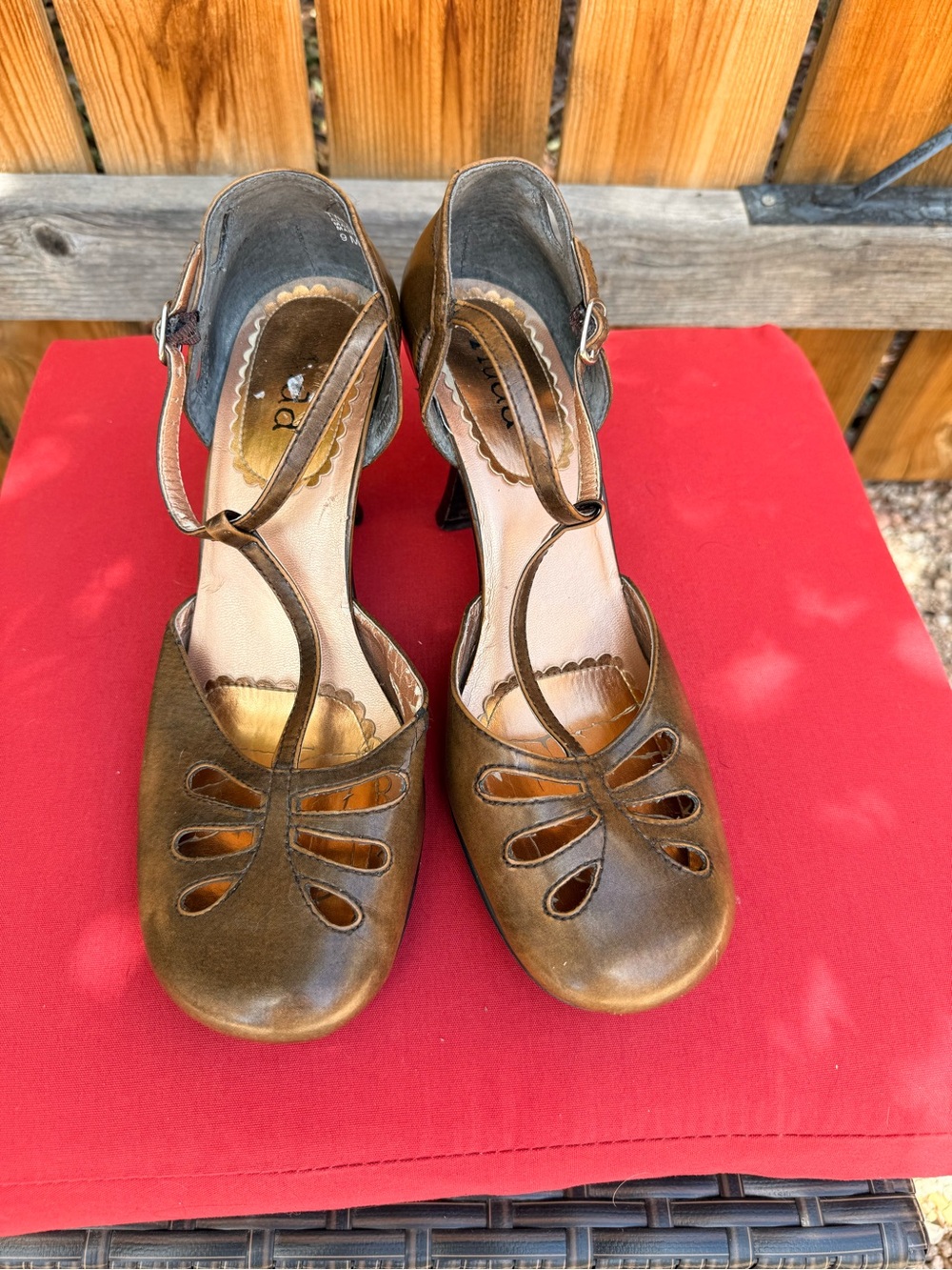 Mudd Brown T-Strap Cutout Heels